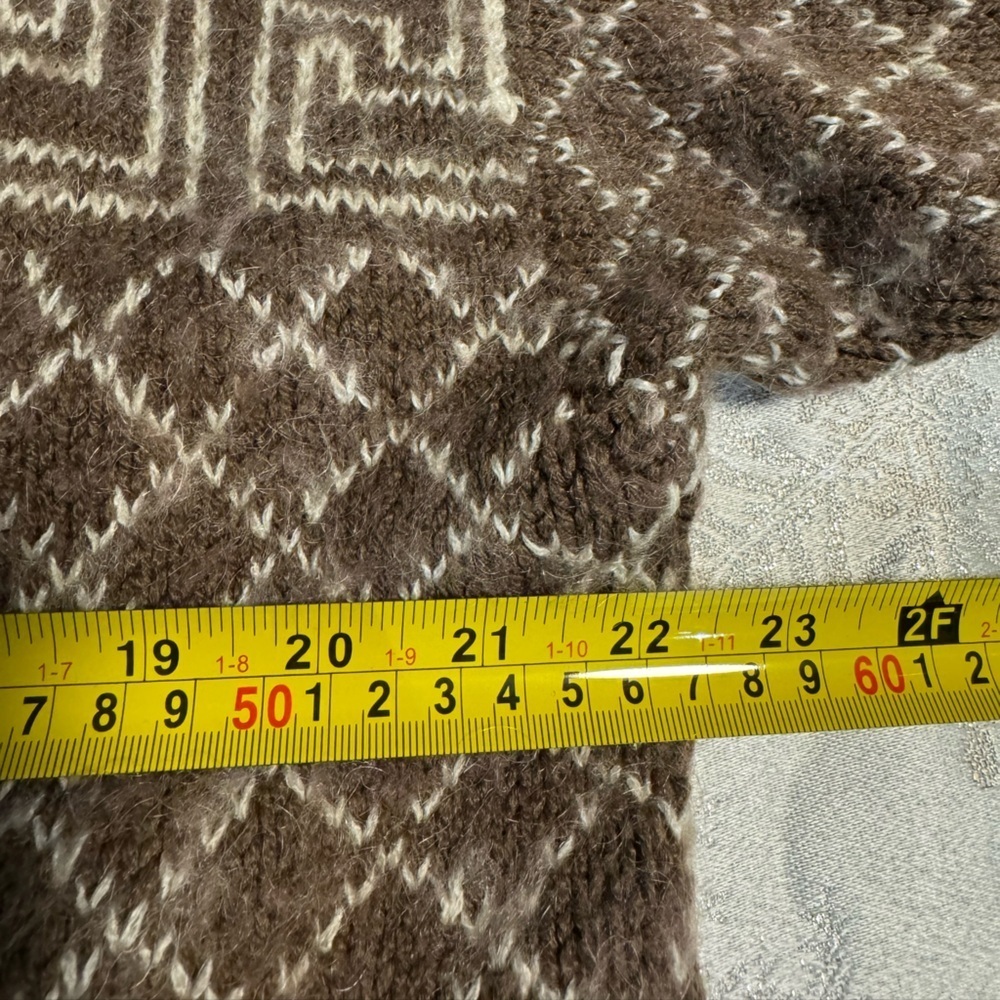 Vintage Handknit Fair Isle Cardigan Abalone Button Up Sweater Grandpa Grannycore - Picture 11 of 12